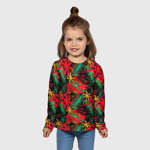 Детский лонгслив Palm yellow red / 3D-принт – фото 5