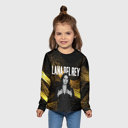 Детский лонгслив Lana Del Rey в черном платье / 3D-принт – фото 5