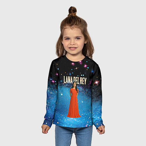 Детский лонгслив Lana Del Rey в оранжевом длинном платье / 3D-принт – фото 5