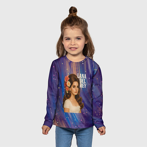 Детский лонгслив Lana Del Rey с цветами в волосах / 3D-принт – фото 5