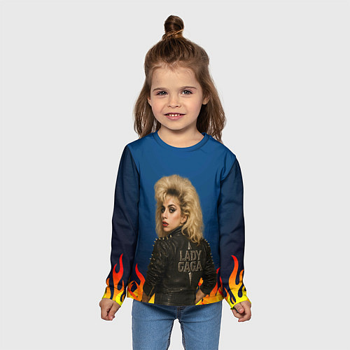 Детский лонгслив Леди Гага байкер / 3D-принт – фото 5