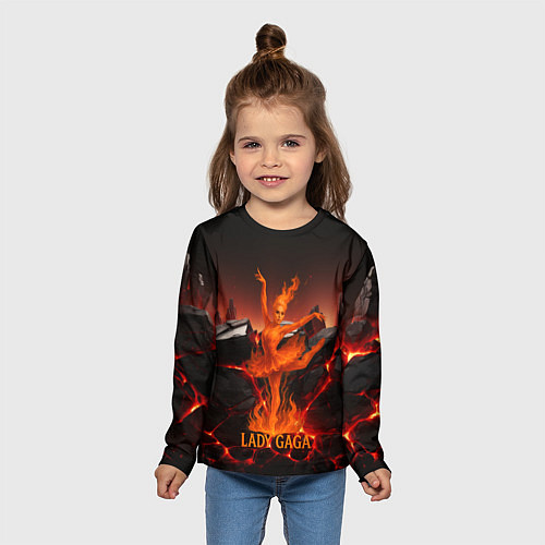 Детский лонгслив Леди Гага огненная балерина / 3D-принт – фото 5
