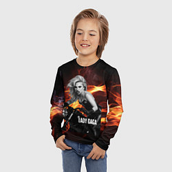 Лонгслив детский Леди Гага на мотоцикле, цвет: 3D-принт — фото 2