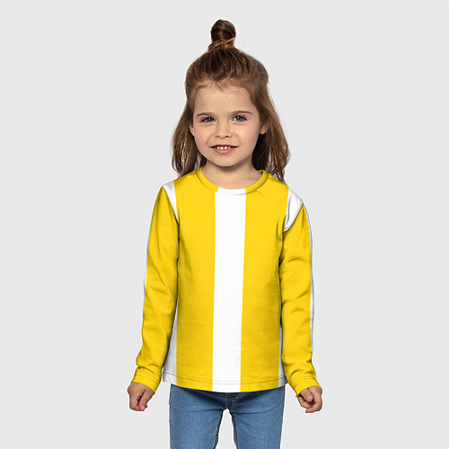 Детский лонгслив Color yellow white line / 3D-принт – фото 5