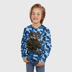 Лонгслив детский Волк стреляет из автомата ВМФ, цвет: 3D-принт — фото 2