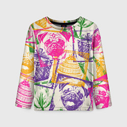 Лонгслив детский Мопс и праздник, цвет: 3D-принт