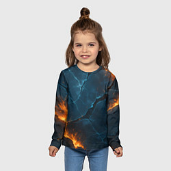Лонгслив детский Разлом плит с огнем, цвет: 3D-принт — фото 2