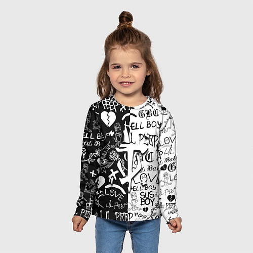 Детский лонгслив Doom x liil peep pattern black / 3D-принт – фото 5