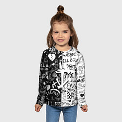 Лонгслив детский Doom x liil peep pattern black, цвет: 3D-принт — фото 2