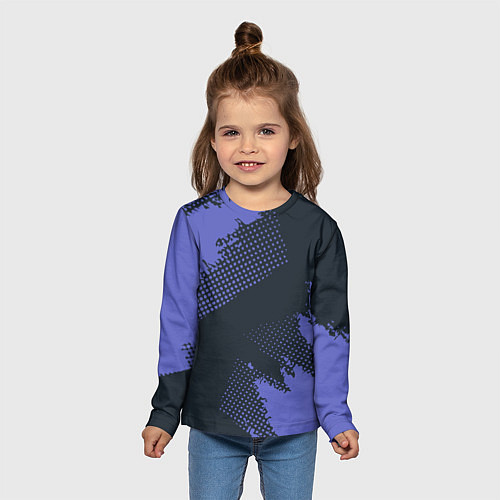 Детский лонгслив Абстрактная текстура в синем / 3D-принт – фото 5