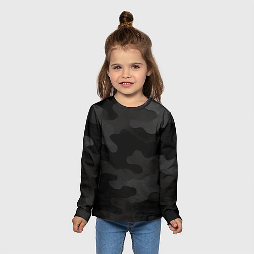 Детский лонгслив Черно-серая текстура камуфляжа / 3D-принт – фото 5