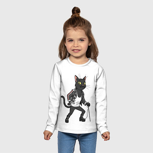 Детский лонгслив Кот - Фредди Меркьюри / 3D-принт – фото 5