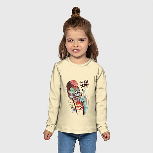 Детский лонгслив Включи мозги / 3D-принт – фото 5