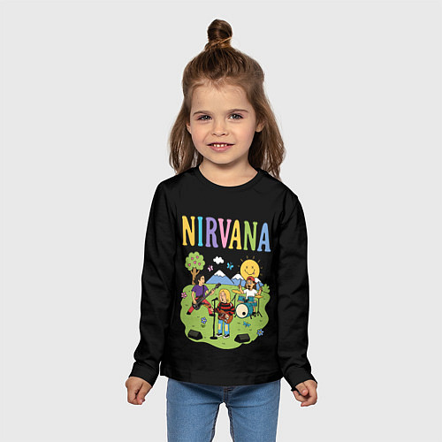 Детский лонгслив Нирвана мультяшный стиль / 3D-принт – фото 5