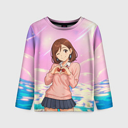 Лонгслив детский Сиратори Айра делает сердечко руками - Дандадан, цвет: 3D-принт