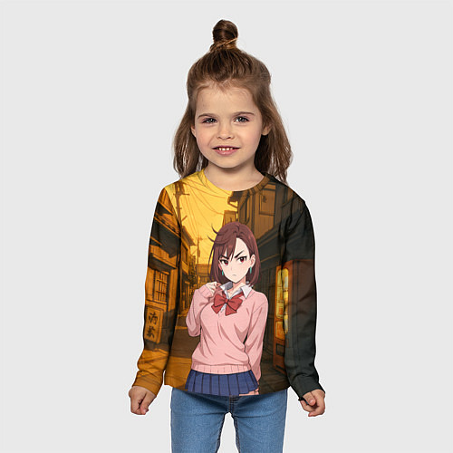 Детский лонгслив Недовольная Сиратори Айра / 3D-принт – фото 5