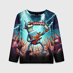 Лонгслив детский Бендер рок гитарист - группа Футурама, цвет: 3D-принт