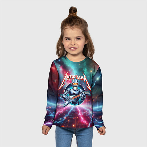 Детский лонгслив Гитарист Бендер рок группы Футурама / 3D-принт – фото 5