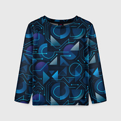 Лонгслив детский Футуристическая сине-фиолетовая абстракция с хакер, цвет: 3D-принт