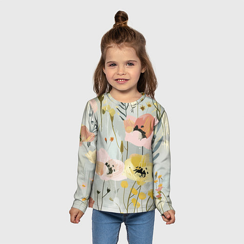 Детский лонгслив Цветы и цветочки / 3D-принт – фото 5