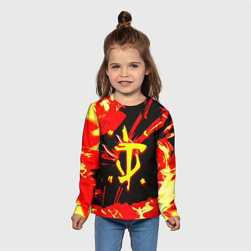 Детский лонгслив Doom огненный / 3D-принт – фото 5