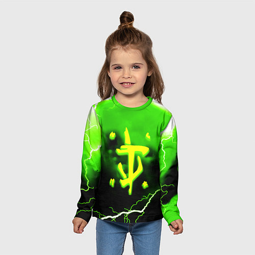 Детский лонгслив Doom шторм кислотное лого / 3D-принт – фото 5