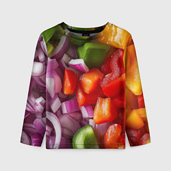 Лонгслив детский Микс из овощей - текстура, цвет: 3D-принт
