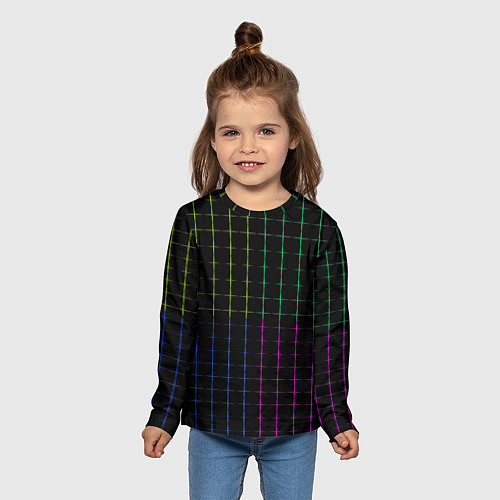 Детский лонгслив Color black multicolored stripes / 3D-принт – фото 5