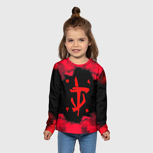 Детский лонгслив Doom огненные краски / 3D-принт – фото 5