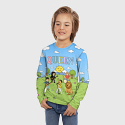 Лонгслив детский Queen мультяшный стиль на поляне, цвет: 3D-принт — фото 2