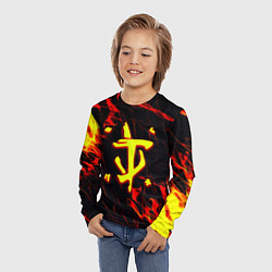 Лонгслив детский Doom огненные искры, цвет: 3D-принт — фото 2