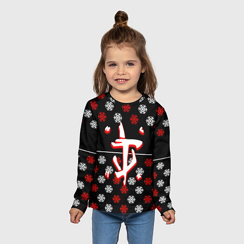 Детский лонгслив Doom winter pattern steel / 3D-принт – фото 5