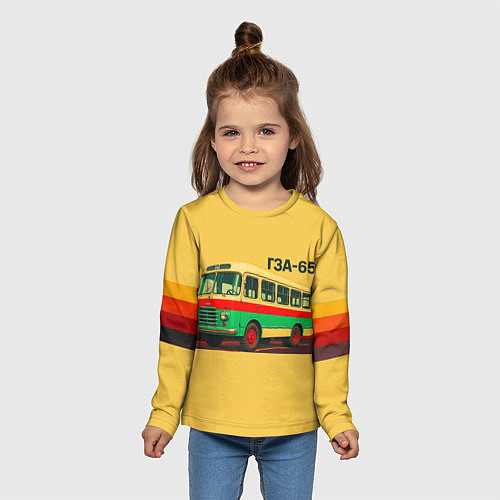 Детский лонгслив Ретро автобус ГЗА-651 поп-арт / 3D-принт – фото 5