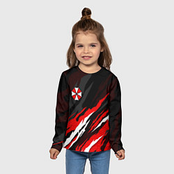 Лонгслив детский Umbrella - красное пламя, цвет: 3D-принт — фото 2