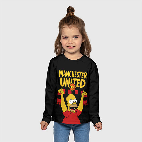 Детский лонгслив Манчестер Юнайтед и Гомер Симпсон / 3D-принт – фото 5