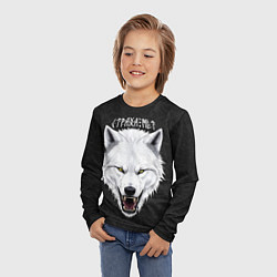 Лонгслив детский Белый волк - страха нет, цвет: 3D-принт — фото 2