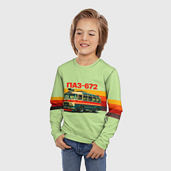 Лонгслив детский Ретро автобус ПАЗ-672 поп-арт, цвет: 3D-принт — фото 2