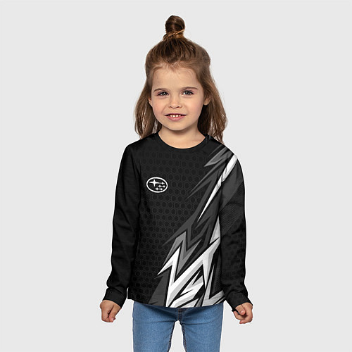 Детский лонгслив Subaru - монохромный черный / 3D-принт – фото 5