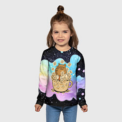 Лонгслив детский Менеджер капибара в кружке в стикерах, цвет: 3D-принт — фото 2