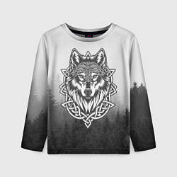 Лонгслив детский Волк в кельтском стиле и лес, цвет: 3D-принт