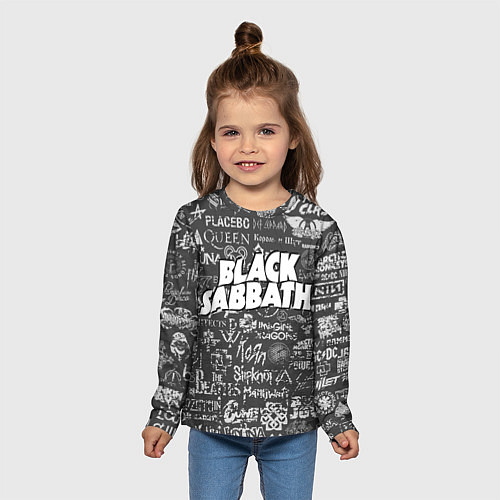 Детский лонгслив Black Sabbath pattern / 3D-принт – фото 5