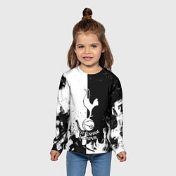 Лонгслив детский Тоттенхэм черно белый огонь, цвет: 3D-принт — фото 2