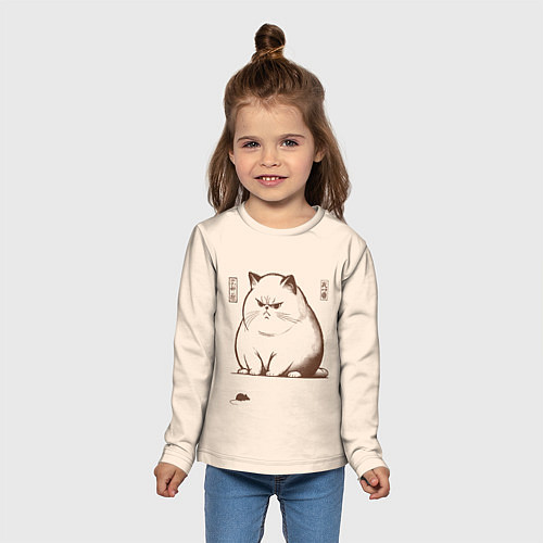 Детский лонгслив Недовольный кот и мышь / 3D-принт – фото 5