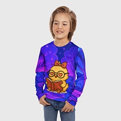 Лонгслив детский Цыпленок в очках читает книжку, цвет: 3D-принт — фото 2