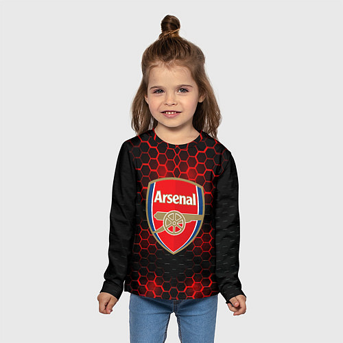 Детский лонгслив Арсенал красные соты / 3D-принт – фото 5