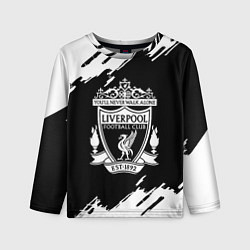 Лонгслив детский Liverpool белые краски штрихи, цвет: 3D-принт