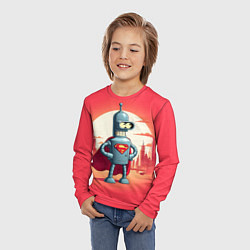 Лонгслив детский Робот-сгибальщик Бендер супермен - коллаба, цвет: 3D-принт — фото 2