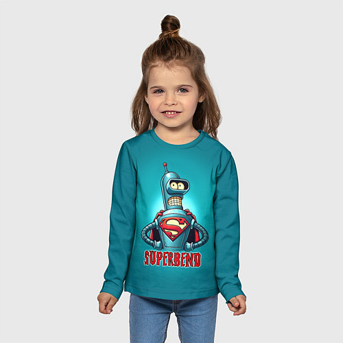 Детский лонгслив Bender superman - collaboration / 3D-принт – фото 5
