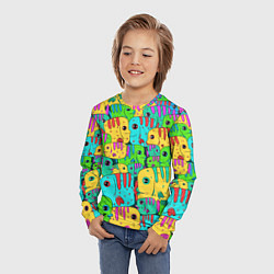 Лонгслив детский Яркие тропические рыбки паттер, цвет: 3D-принт — фото 2