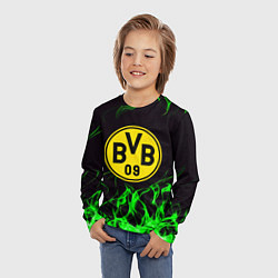 Лонгслив детский Borussia зелёный огонь, цвет: 3D-принт — фото 2